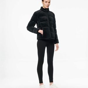 Black velvet puffer jacket